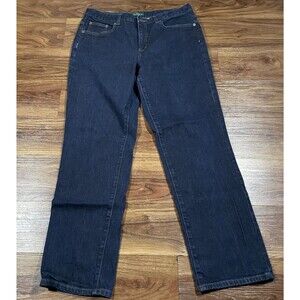 LRL Lauren Ralph Lauren Classic Straight Denim Jeans Womens Sz 14 Dark Wash Blue